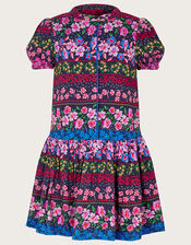Floral Stripe Print Dress, Blue (NAVY), large