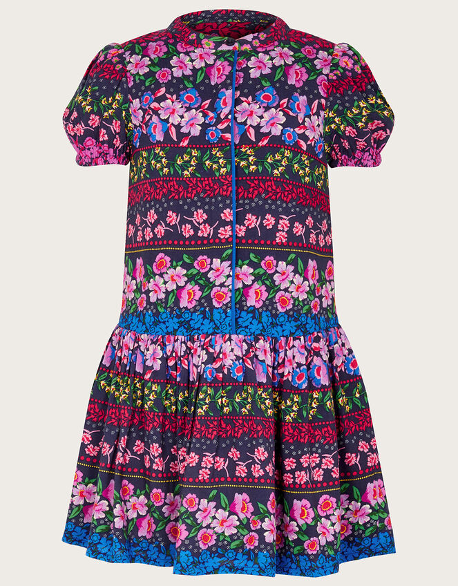 Floral Stripe Print Dress, Blue (NAVY), large