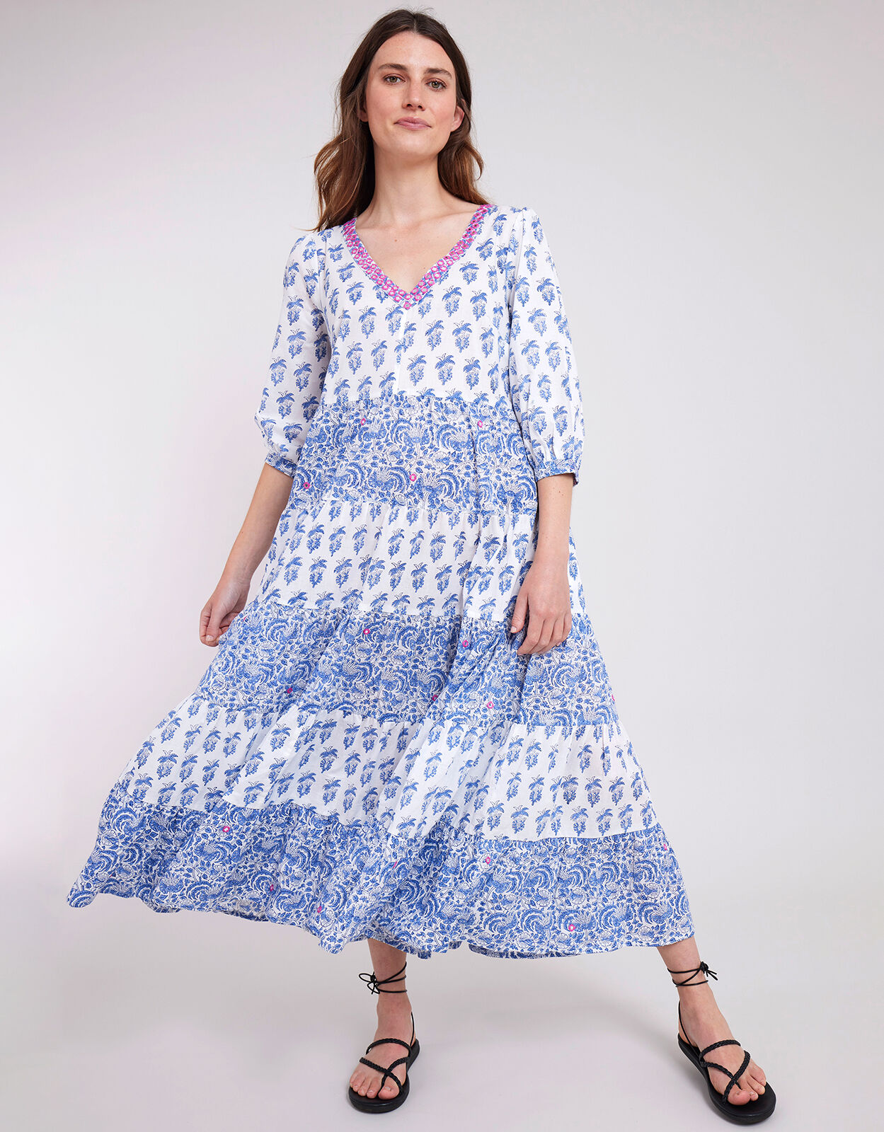 Block print maxi dress discount