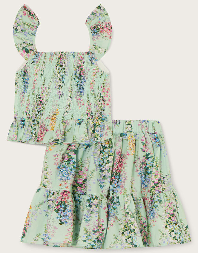 Painted Botanical Frill Top and Skirt Set, Multi (MULTI), large