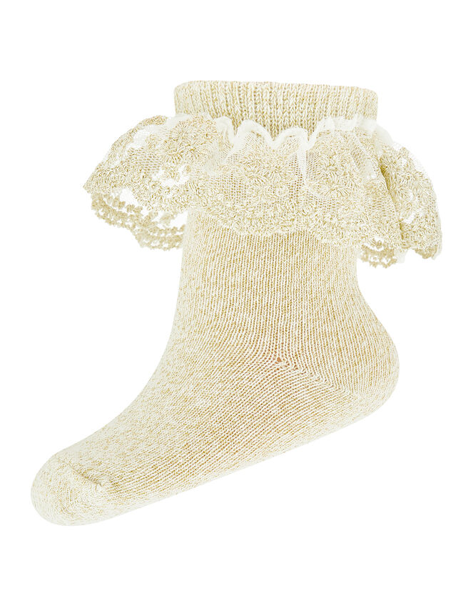 Baby Ellen Gold Sparkle Socks, Gold (GOLD), large