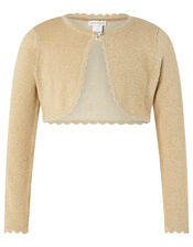 Niamh Sparkle Knitted Cardigan with Crystal Button, Gold (GOLD), large