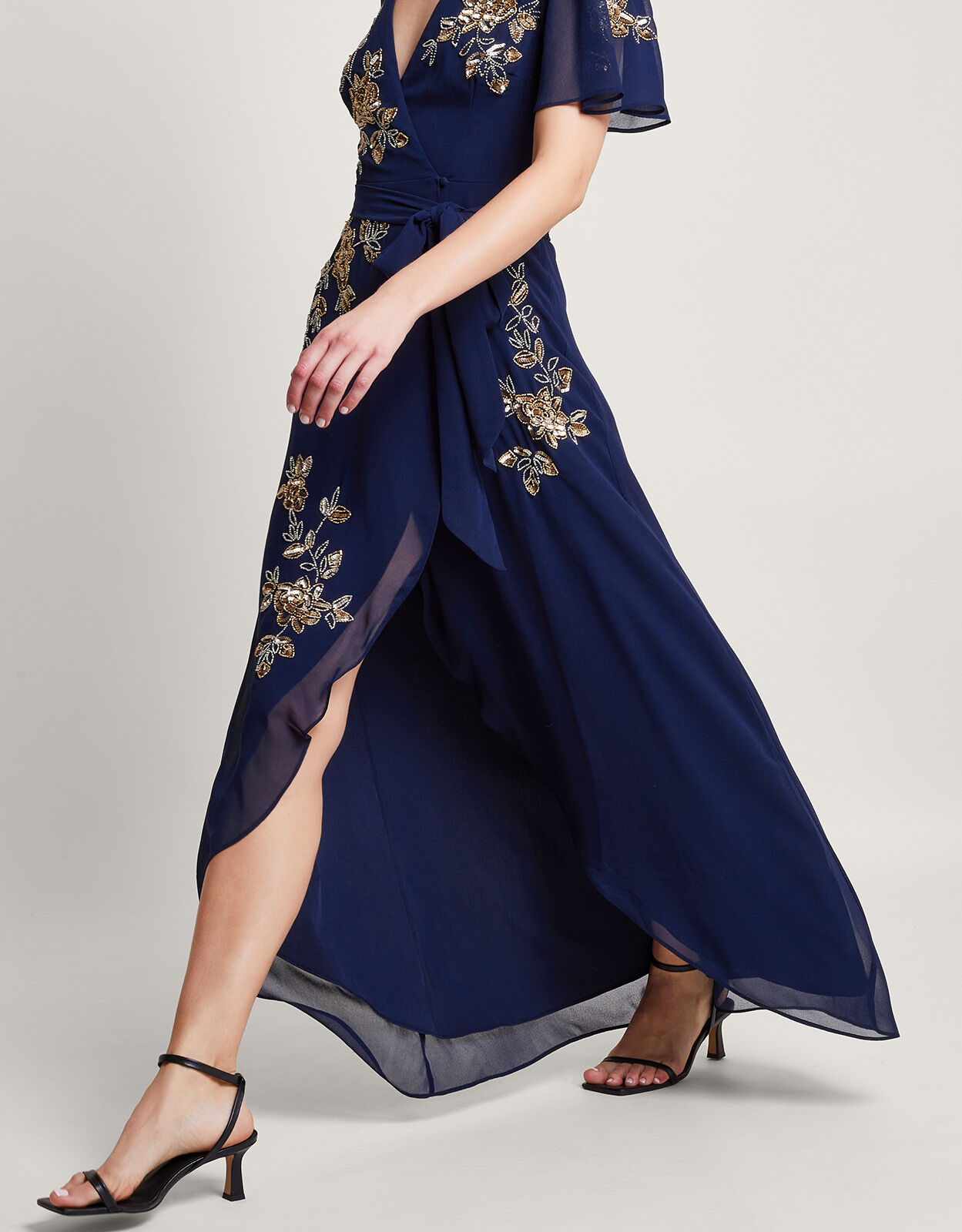 Sarah Embellished Wrap Dress Blue