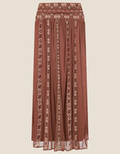 Angie Embroidered Midi Skirt, Orange (RUST), large