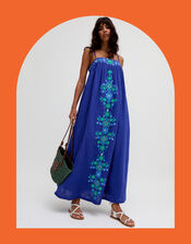 Raffya Thea Embroidered Maxi Dress, Blue (BLUE), large