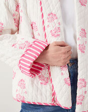 East Millie Floral Print Quilted Jacket, Pink (PINK), large