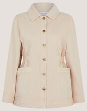 Mabel Longline Denim Jacket, Natural (ECRU), large