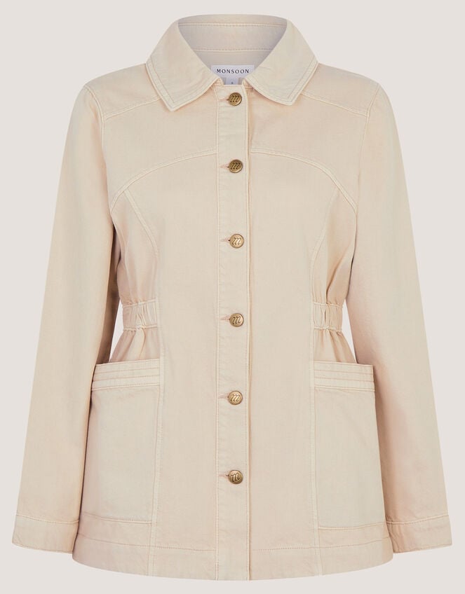 Mabel Longline Denim Jacket, Natural (ECRU), large