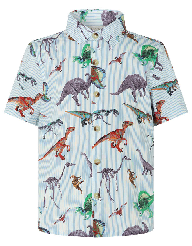 Mason Dinosaur Short-Sleeve Shirt, Blue (BLUE), large