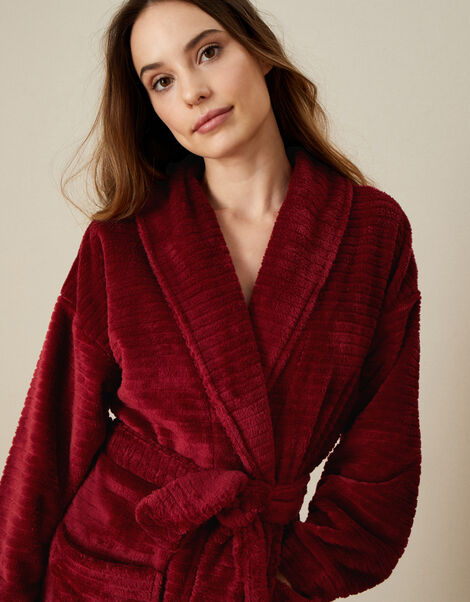 Textured Fluffy Robe Red, Red (RED), large
