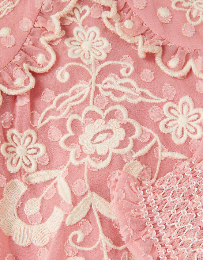 Baby Polka Dot Embroidered Collar Dress, Pink (PINK), large