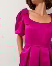 Sarai Puff Sleeve Satin Mini Dress, Pink (PINK), large