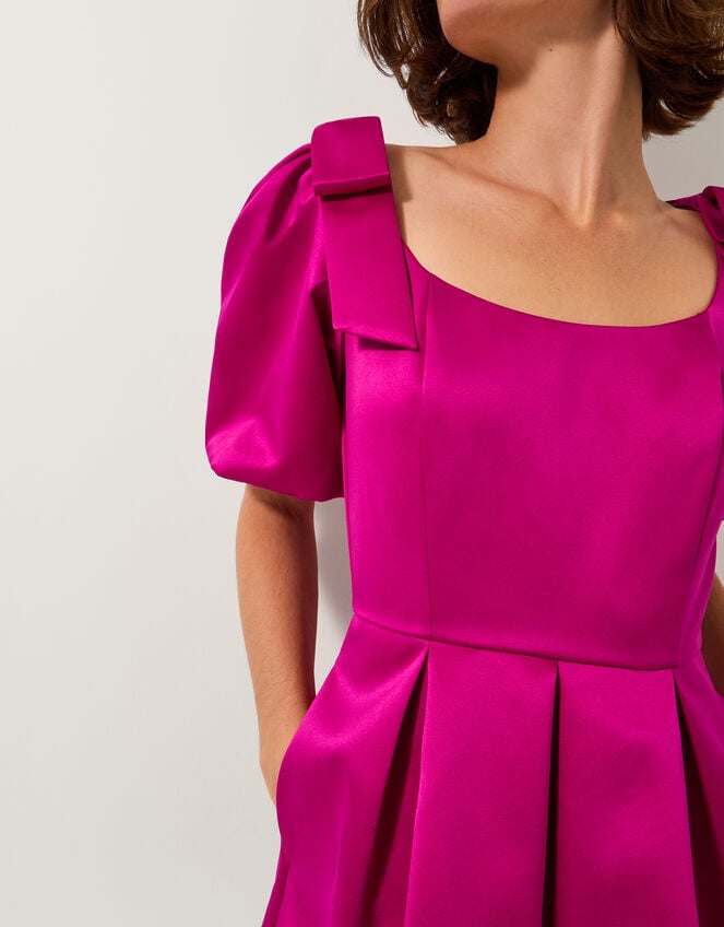 Sarai Puff Sleeve Satin Mini Dress, Pink (PINK), large