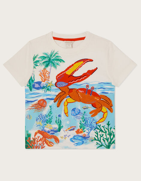 Crab Applique T-Shirt Ivory, Ivory (IVORY), large
