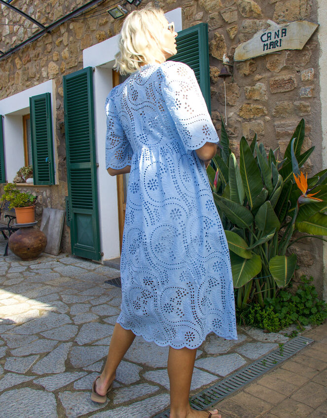 Crās Breeze Embroidered Midi Dress, Blue (BLUE), large