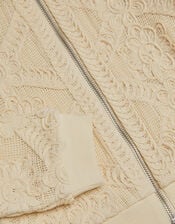 Crochet Bomber Jacket, Cream (CREAM), large