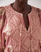 East Kaira Geometric Midi Smock Dress, Pink (BLUSH), large