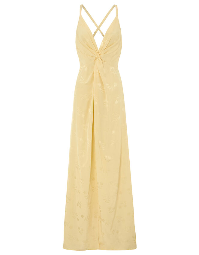 Karlie Knot Front Jacquard Dress, Yellow (YELLOW), large