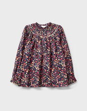 East Mariel Floral Print Cotton Blouse , Multi (MULTI), large
