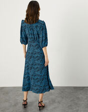 Scarlett Spot Midi Dress in Sustainable Viscose, Black (BLACK), large
