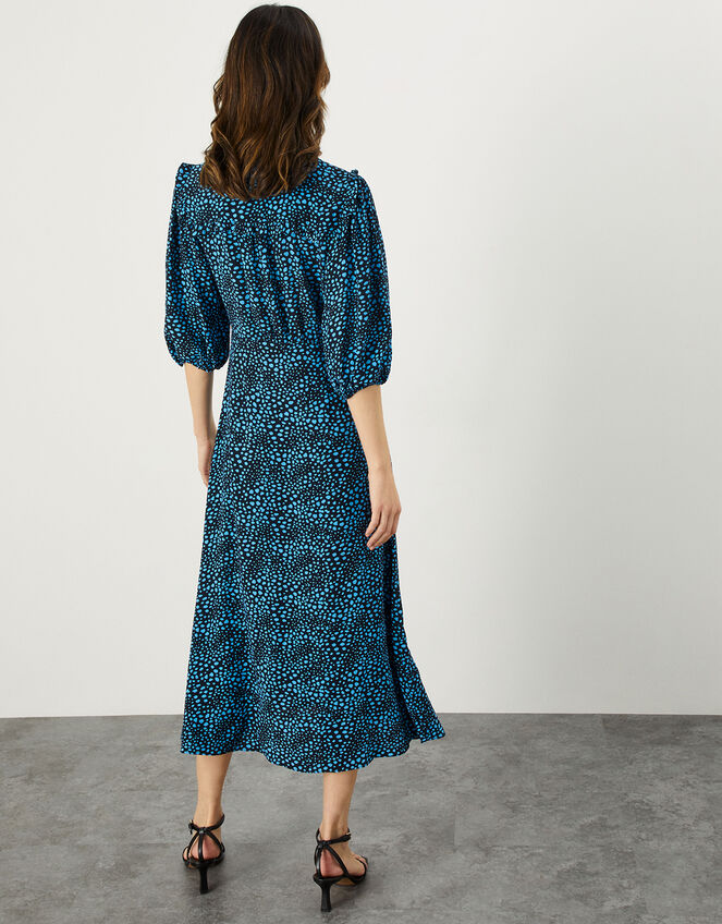 Scarlett Spot Midi Dress in Sustainable Viscose, Black (BLACK), large