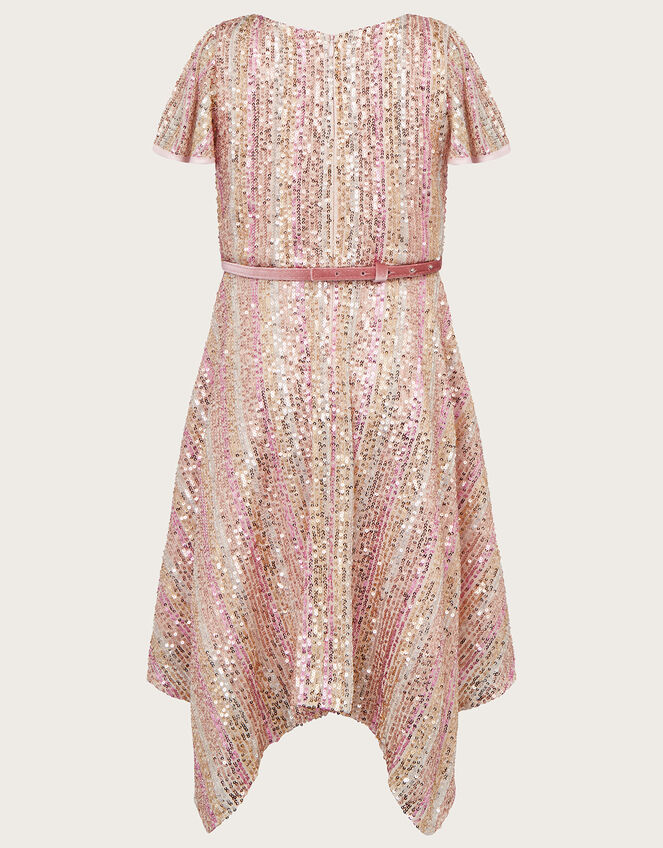 Tamara Sequin Velvet Bow Belt Dress, Pink (PINK), large