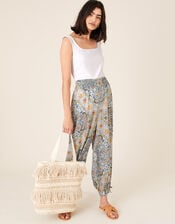 Mariam Printed Balloon Trousers, Blue (BLUE), large