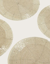 Beaded Placemats 4 Pack, Silver (SILVER), large