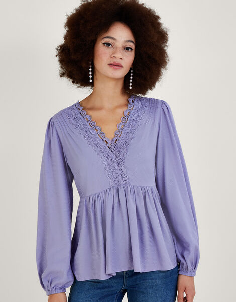 Lucy Lace Plain Top in LENZING™ ECOVERO™  Purple, Purple (LILAC), large