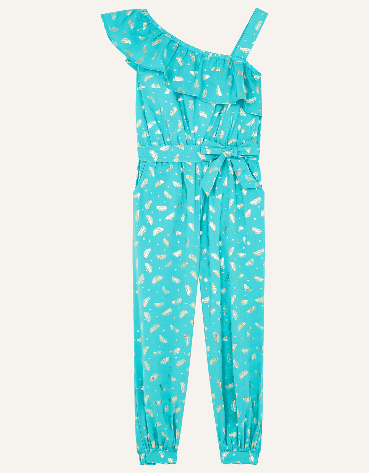 Watermelon Foil Jumpsuit in Organic Cotton Green Girls Beach Swimwear Monsoon Global