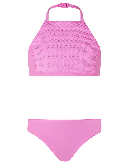Reversible Sequin Bikini Set Pink