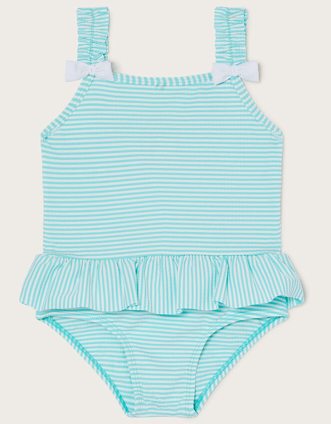 Baby Seersucker Swimsuit, Blue (AQUA), large