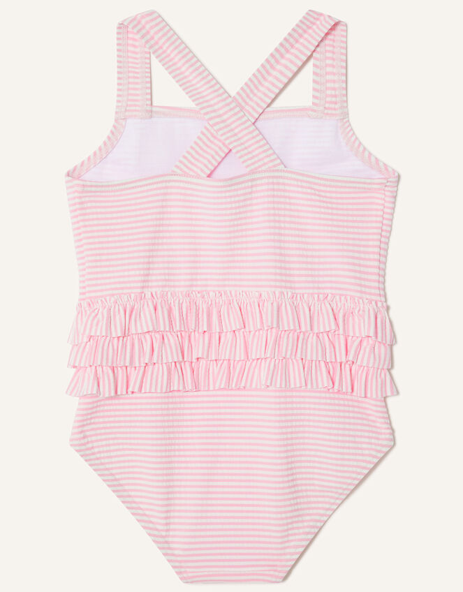 Baby Seersucker Ruffle Swimsuit, Pink (PINK), large