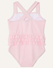 Baby Seersucker Ruffle Swimsuit, Pink (PINK), large