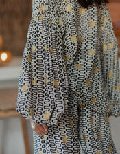 Sundress Stacy Printed Blouse, Black (BLACK), large