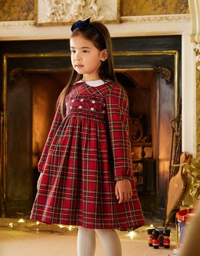 Trotters Charlotte Smocked Dress, Red (RED), large