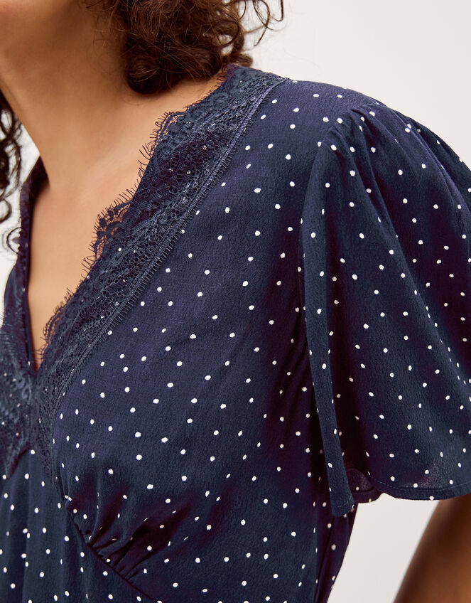Cleo Lace Polka Dot Top, Blue (NAVY), large