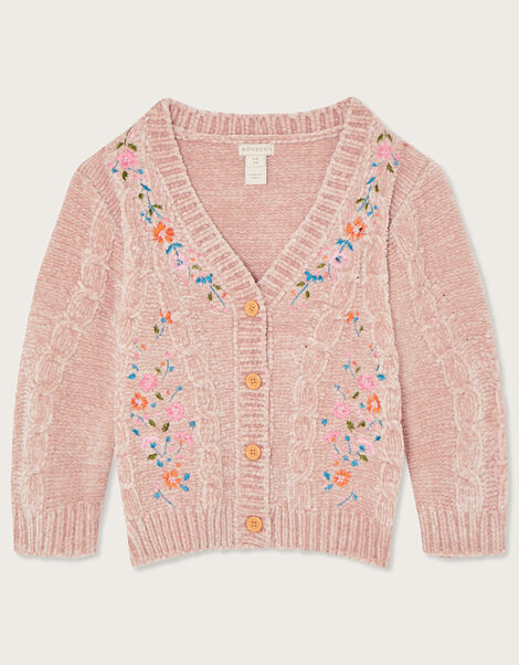 Boutique Chenille Embroidered Cardigan, Pink (PINK), large