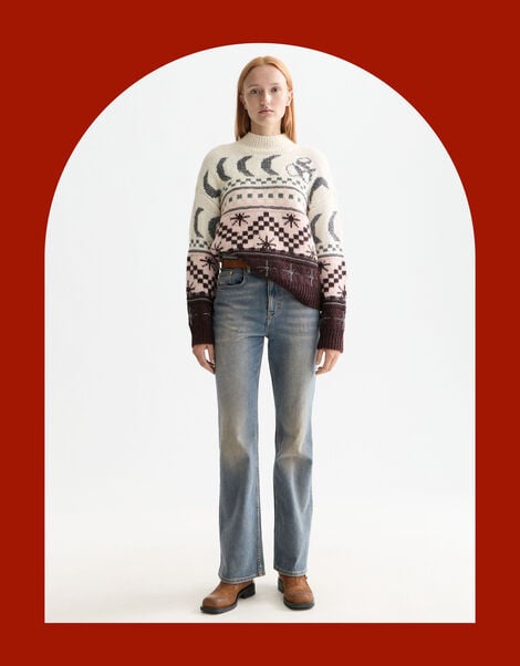 Scotch & Soda Metallic Celestial Fair Isle Jumper, Multi (MULTI), large