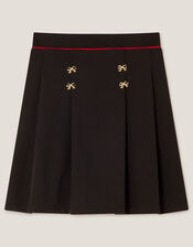 Bow Ponte Pleated Skirt, Blue (NAVY), large