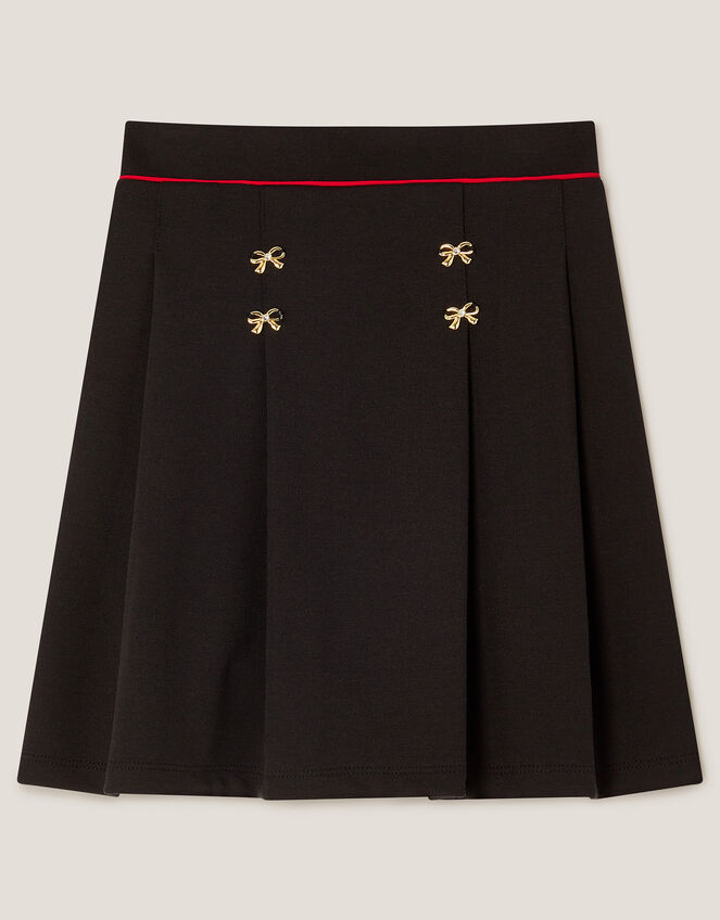Bow Ponte Pleated Skirt, Blue (NAVY), large