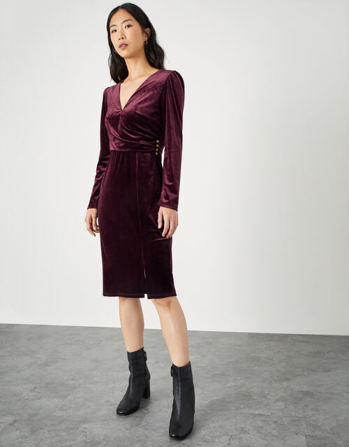 Shelly Plain Velvet Dress Red Casual Day Dresses Monsoon Global