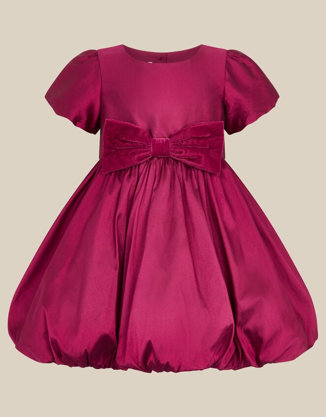Baby Velvet Bow Bubble Hem Party Dress, Red (RED), large