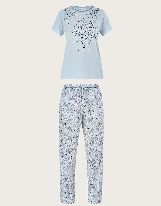 Star Placement Print Pyjama Set in LENZING™ ECOVERO™, Blue (BLUE), large