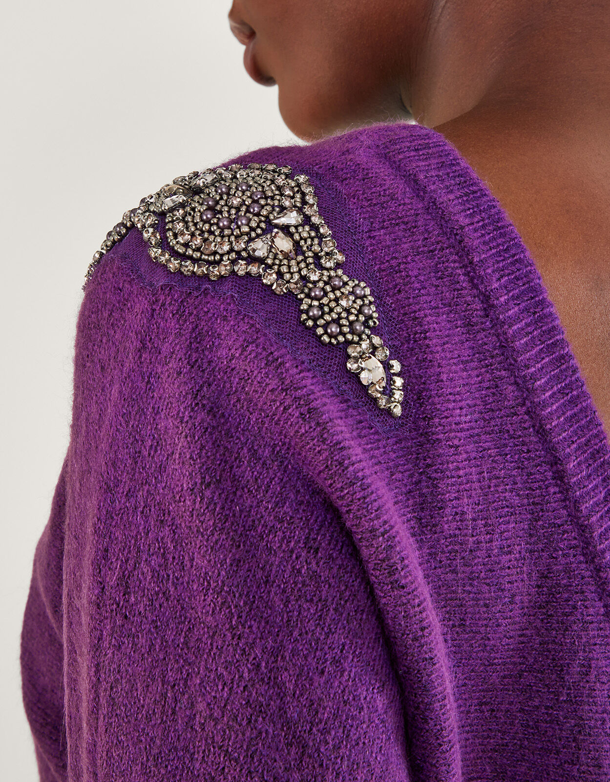 Embellished shoulder cheap sweater