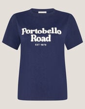 Sara Portobello Road Slogan T-Shirt, Blue (NAVY), large