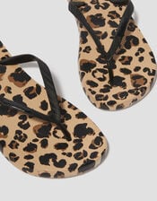 Leopard Print Flip Flops, Natural (NEUTRAL), large