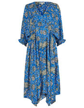 Paisley Hanky Hem Dress in LENZING™ ECOVERO™, Blue (BLUE), large