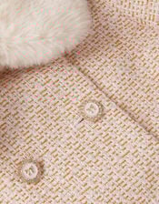 Detachable Collar Tweed Coat, Cream (CREAM), large