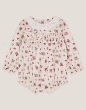 Newborn Floral Print Romper, Ivory (IVORY), large